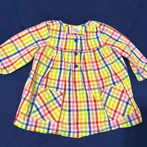 Hanna andersson rainbow multicolor gingham baby girls tunic top